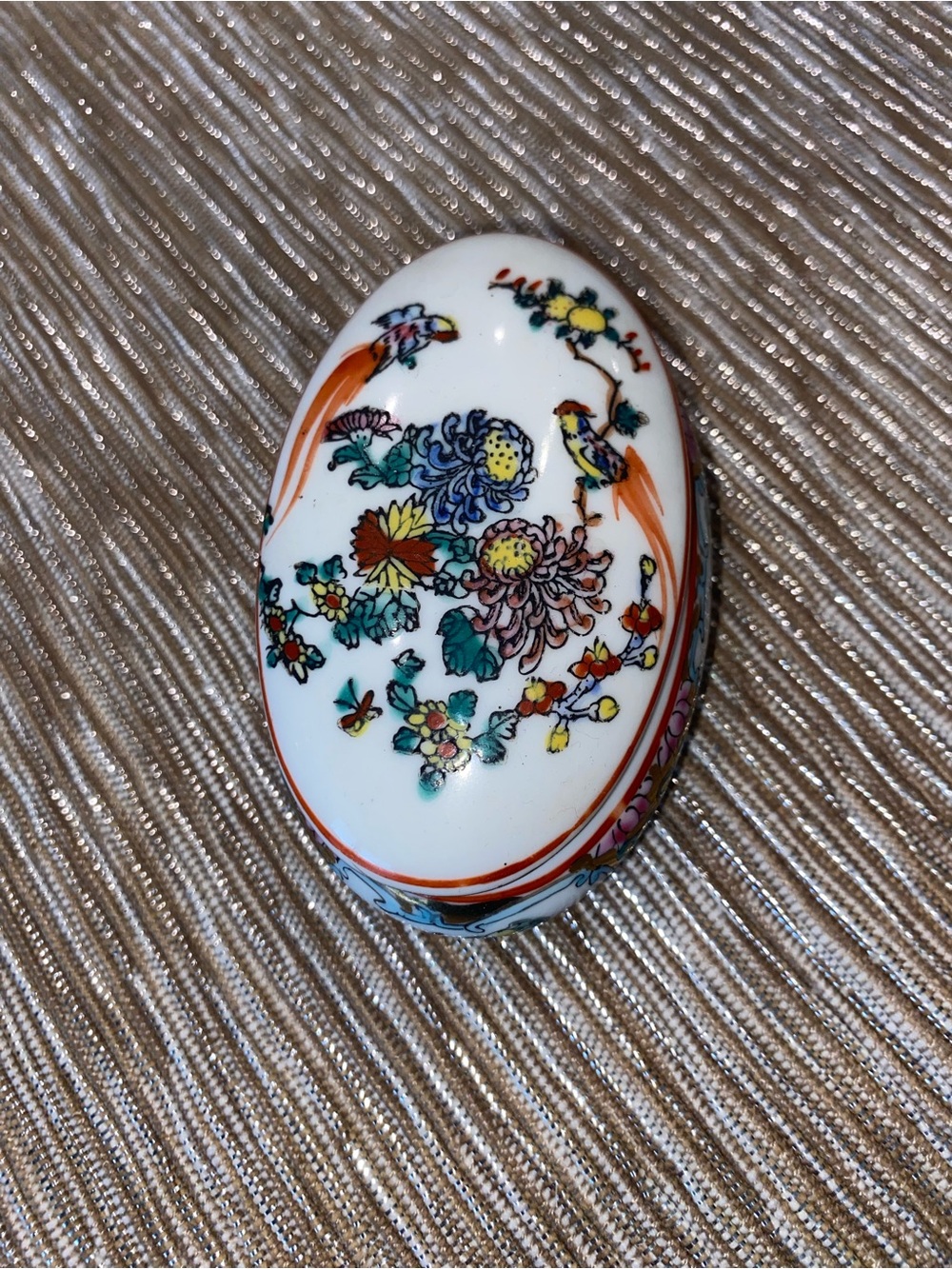 💕Lotus Blooms Porcelain Lidded Trinket Box💕